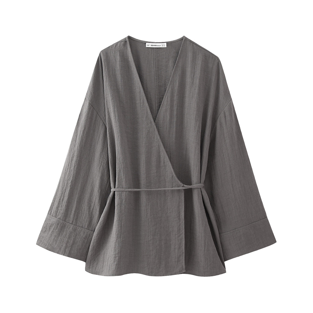 European And American Style Double Breasted Kimono Outerwear Casual Pants